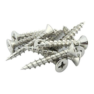 Rok Hardware7 x 1 Deep/Coarse Thread Phillips Flat Head Screws Nickel Plated, 100 Pack