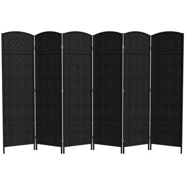 Red Lantern 6 ft. Tall Diamond Weave Fiber Room Divider - Black - 6 Panel