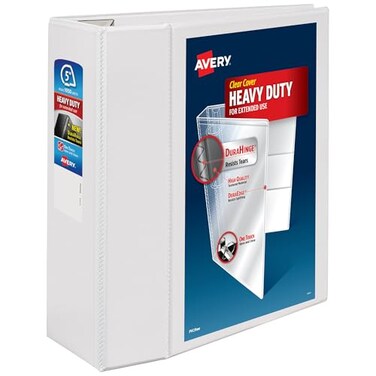 AveryHeavy-Duty 3 Ring Binder, 5" EZDRings, 1 White Binder