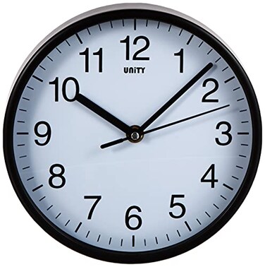 Unity Wall Clock, Radcliffe, Silent Sweep, Modern, Black, 20cm / 8-inch