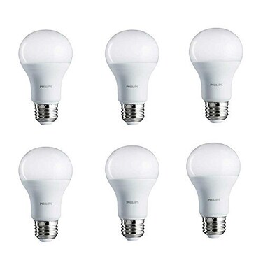 Philips LED Non-Dimmable A19 Frosted Light Bulb: 1500-Lumen, 5000-Kelvin, 14-Watt ,100-Watt Equivalent, E26 Base, Daylight, 6-Pack