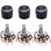 TWTADE / 3pcs Wh138 100k ohm Potentiometer Single Turn Rotary Linear Variable Potentiometer3pcs black Aluminum alloy knob