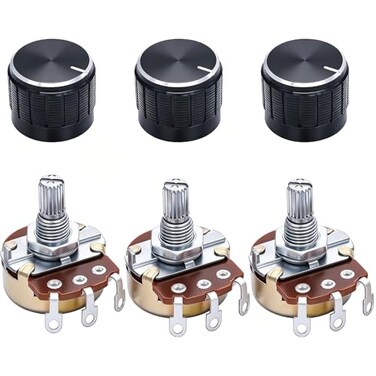 TWTADE / 3pcs Wh138 100k ohm Potentiometer Single Turn Rotary Linear Variable Potentiometer3pcs black Aluminum alloy knob
