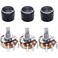TWTADE / 3pcs Wh138 100k ohm Potentiometer Single Turn Rotary Linear Variable Potentiometer3pcs black Aluminum alloy knob