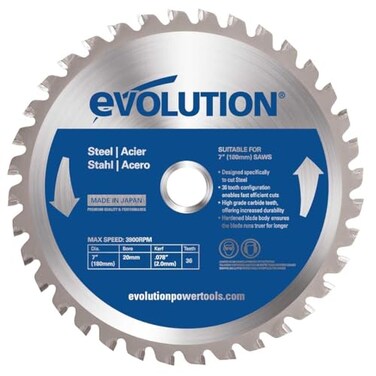 Evolution Power Tools 185BLADEST Steel Cutting Saw Blade, 7-1/4-Inch x 40-Tooth , Blue