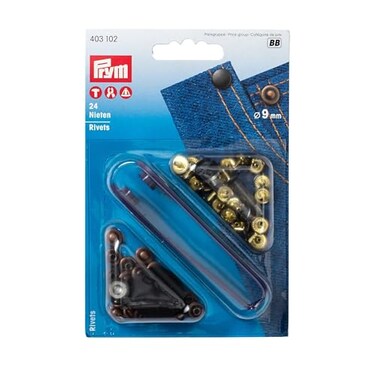 Prym Rivets 9 mm Antique Copper/Black Oxidized with Tools 24pc