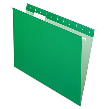 Pendaflex Recycled Hanging Folders, Letter Size, Bright Green, 1/5 Cut, 25/BX ,81610