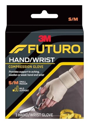 Futuro Hand and Wrist Compression Glove, Beige, Small/Medium