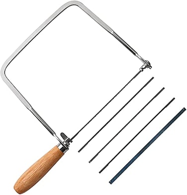 KAKURI Coping Saw Coping Frame and 5 Replacement Blades Set ,Woodworking, Wood Board, Plastic, and Metal Cutting Blade
