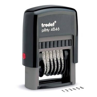 Trodat 6 Digit Self-Inking Numberer Rubber Stamp, .125" x .6875" - Black Ink, DurableEasy-to-Use for Rapid Numbering