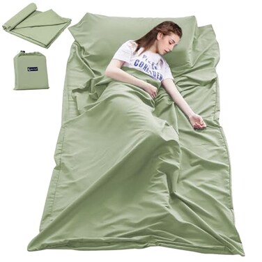 Mannice Lightweight Sleep Sack, Compact Sleeping Bag Liner Travel Sheets for Hotel
