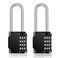 ZHEGE Long Shackle Padlock, Combination Lock for Fence Gate ,Black, 2 Pack
