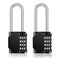 ZHEGE Long Shackle Padlock, Combination Lock for Fence Gate ,Black, 2 Pack
