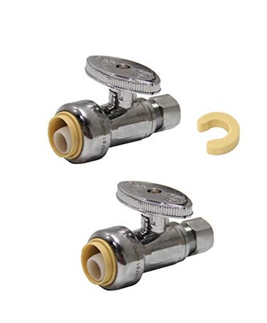 EFIELD 2Pcs Straight Stop Valve,1/2"Push x3/8"Compression,PF-VALVE021-2