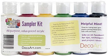 DecoArt DASK278 Crafter's Acrylics Primary Sample Pack, Blue,Green,White