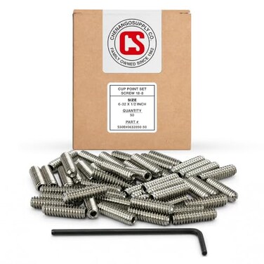 Chenango Supply6-32 x 1/2" Stainless Cup Point Socket Set Screws