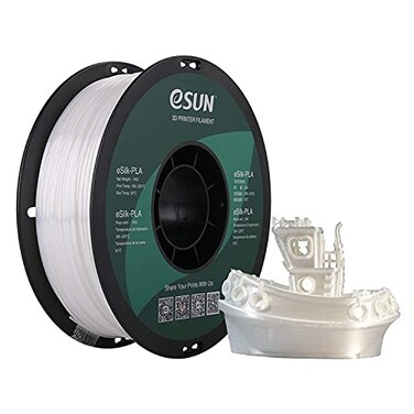 eSUN Silk PLA 3D Printer Filament, Dimensional Accuracy/- 0.03 mm, 1 kg Spool, 1.75 mm, White
