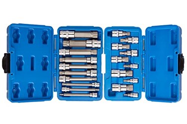 JR Quality Tools 20pc XZN 12 Point MM Triple Square Spline Bit Socket Set Tamper Proof Set