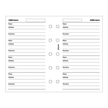 Filofax Mini Name/Address/Phone Sheets Binder ,B510201