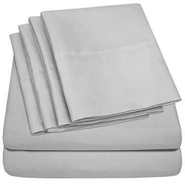 Sweet Home King Size Bed Sheets - 6 Piece 1500 Supreme Collection Fine Brushed Microfiber Deep Pocket King Sheet Set Bedding - 2 Extra Pillow Cases, Great Value, King, Silver