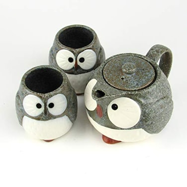 Kotobuki Owl Ceramic Tea Set ,Blue