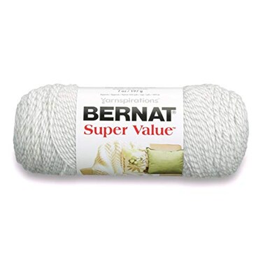 Bernat Super Value Yarn, 7 oz, Gauge 4 Medium Worsted, Grey Ragg