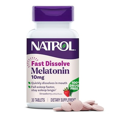 Natrol Melatonin 10 mg Fast Dissolve Tablets, Strawberry, 30 Count