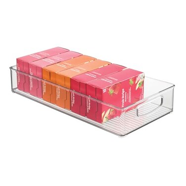 iDesign Stackable Clear Plastic Extra Long Pantry Organizers