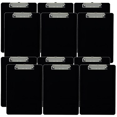 Trade Quest Black Plastic Clipboards Letter Size Low Profile ,12-Pack