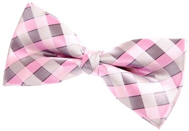Retreez Classic Check Bow Tie ,Width: 5"- Pink and Grey Check