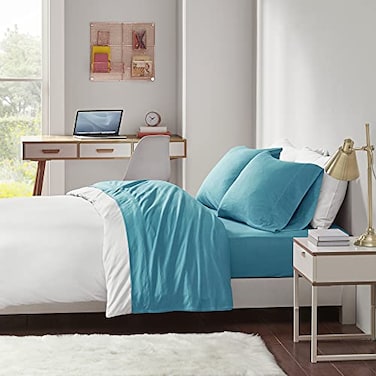 Intelligent Design Cotton Blend Jersey Knit Sheet Set Queen Size, Teal