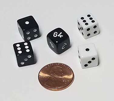 Rook Robot Backgammon Doubling Cube 10mm Dice Set/Replacement or Travel Set Very Small