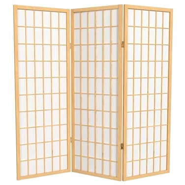 Red Lantern 4 ft. Short Window Pane Shoji Screen - Natural - 3 Panels