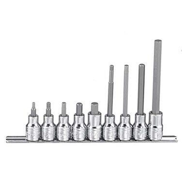 Genius Tools BS-409L 9 Piece 1/2" Dr. Metric Hex Bit Socket Set