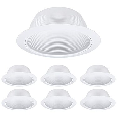TORCHSTAR 6-Pack 6 Inch Recessed Light Trim, Step Baffle, White