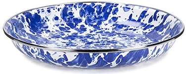 Golden Rabbit Enamelware Cobalt Blue Swirl 10" Pasta Plate Deep Plate