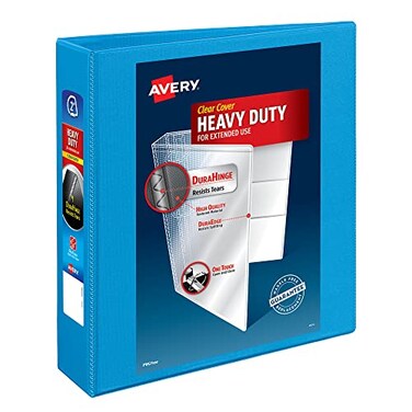AveryHeavy-Duty View 3 Ring Binder, 2" Rings, 1 Light Blue Binder
