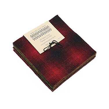 Moda Fabrics Primitive Gatherings Hand Dyed Wool Holiday Charm Pack 10 5-inch Squares PRI 6014
