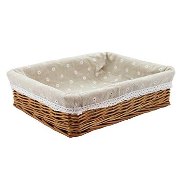 Kingwillow Decorative Wicker Rectangular Small Storage Basket