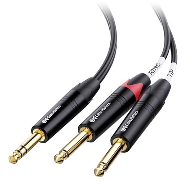 Cable Matters 6.35mm TRS to Dual TS Insert Cable, 10ft