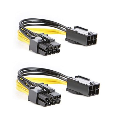 CableCreation 6-Pin to 8-Pin PCIe Express Power Adapter Cable 2-Pack,4-Inch