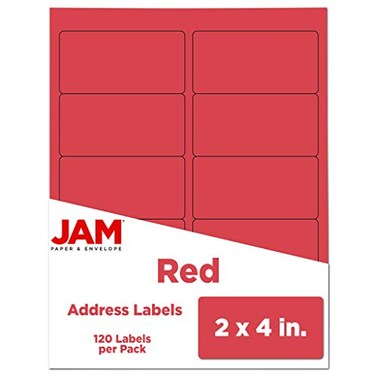 JAM PAPER Shipping Address Labels - Standard Mailing - 2 x 4 - Red - 120/Pack