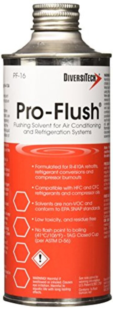 DiversiTech PF-16 Pro Flush Flushing Solvent for Air Conditioning and Refrigeration Systems, EPA SNAP Compliant, 16 oz, Clear