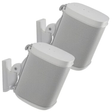 Sanus Adjustable Speaker Wall Mounts Designed for SONOS ONE, Play:1Play:3 - Pair ,White