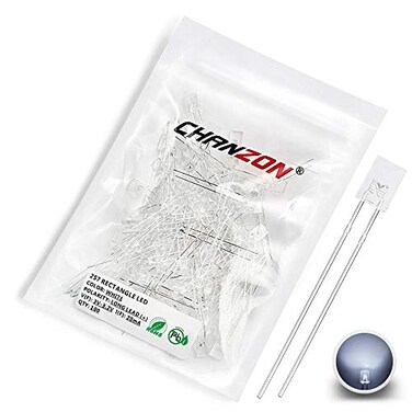 Chanzon 100 pcs 2x5x7 White LED Diode Lights 257 ,Square Clear Transparent Lens DC 3V 20mALighting Bulb Lamps Electronics Components Indicator Light Emitting Diodes
