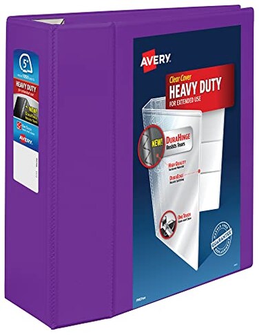 AveryHeavy-Duty 3 Ring Binder, 5" EZDRings, 1 Purple Binder