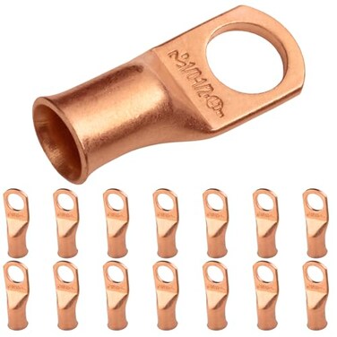 SELTERM 15pcs 1/0 AWG 1/2" Stud Heavy Duty Bare Copper Battery Cable Lugs