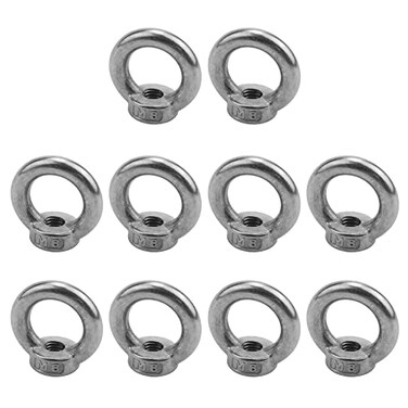 Antrader 10pcs 304 Stainless Steel Ring Shape M8 Lifting Eye Threaded Nut
