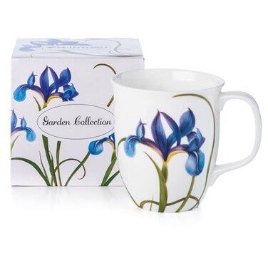 McIntosh Garden Collection Blue Iris Fine Bone China ,12.5 ozJava Mug in Matching Gift Box