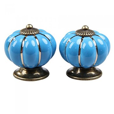 PZRT 5-Pack 40mm Kitchen Cabinet Knobs,Retro Ceramic Cupboard Drawer Pull Handle, Door Wardrobe Furniture Handle Drawer Pull Knob ,Blue